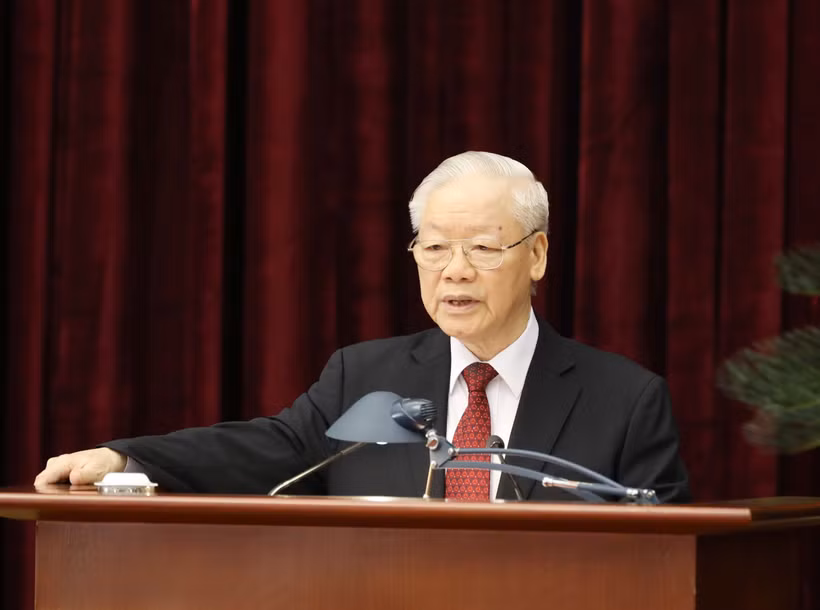 Tổng Bí thư Nguyễn Phú Trọng phát biểu khai mạc Hội nghị Trung ương giữa nhiệm kỳ khóa XIII. Ảnh: Phương Hoa –TTXVN