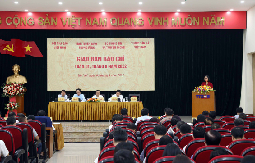 Quang cảnh buổi Giao ban Báo chí tuần 01, tháng 9 năm 2022. Ảnh: Phạm Kiên - TTXVN
