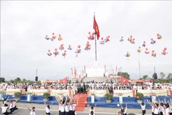 Quảng trường diễn ra Lễ thượng cờ Thống nhất non sông năm 2022. Ảnh: Thống Nhất - TTXVN