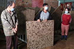 Người dân từ các tỉnh phía Nam về, sau hoàn thành cách ly được chính quyền xã Ia Pếch, huyện Ia Grai giới thiệu đến tổ hợp tác trồng dâu, nuôi tằm để làm nhân công, tạo thu nhập ổn định trong mùa dịch. Ảnh: Hồng Điệp - TTXVN