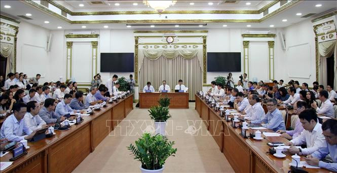 Quang cảnh Hội nghị. Ảnh: Tiến Lực - TTXVN Thành phố Hồ Chí Minh quyết tâm thực hiện thành công Chương trình chuyển đổi số ảnh 5
