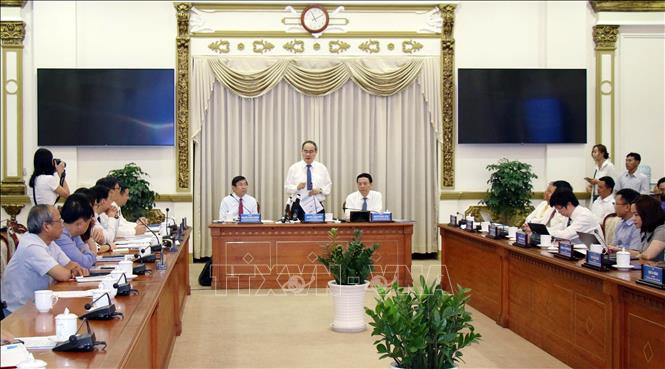 Quang cảnh hội nghị. Ảnh: Tiến Lực - TTXVN Thành phố Hồ Chí Minh quyết tâm thực hiện thành công Chương trình chuyển đổi số ảnh 2