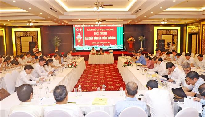 Quang cảnh hội nghị. Ảnh: Tá Chuyên - TTXVN Tập trung chỉ đạo thực hiện kế hoạch triển khai "Năm tăng cường công tác quản lý đảng viên" ảnh 1
