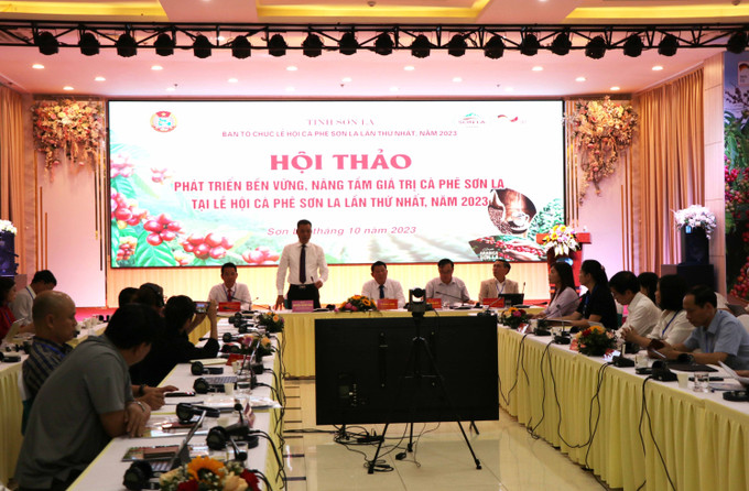 Quang cảnh Hội thảo. Ảnh: Nguyễn Cường - TTXVN Phát triển bền vững, nâng tầm giá trị cà phê Sơn La ảnh 2