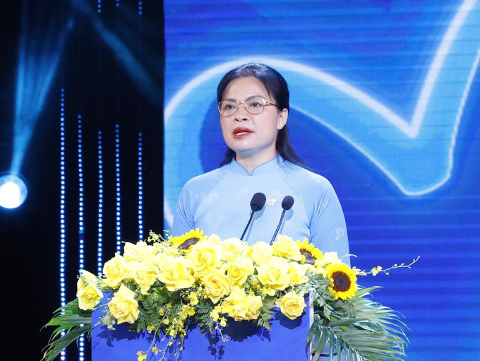 Đồng chí Hà Thị Nga, Ủy viên Trung ương Đảng, Chủ tịch Hội Liên hiệp Phụ nữ Việt Nam phát biểu tại Lễ phát động. Ảnh: Phương Hoa - TTXVN Phát động hưởng ứng Ngày Thế giới và Ngày toàn dân phòng, chống mua bán người ảnh 1