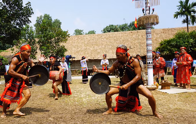 Tái hiện nghi lễ ăn trâu và nghệ thuật đấu chiêng của đồng bào dân tộc Cor ảnh 10