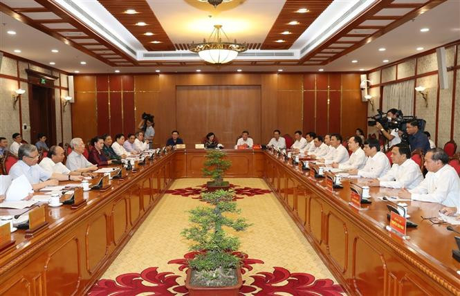 Tổng Bí thư, Chủ tịch nước Nguyễn Phú Trọng phát biểu chỉ đạo cuộc họp. Ảnh : Trí Dũng - TTXVN Tổng Bí thư, Chủ tịch nước Nguyễn Phú Trọng: Thanh Hóa phấn đấu phát triển toàn diện, là tỉnh kiểu mẫu ảnh 2