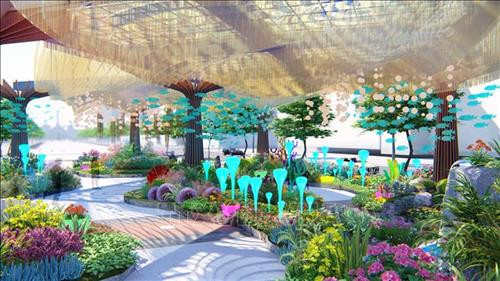 Đại cảnh “Đại dương xanh” được sử dụng Công nghệ Moodlamp giúp những chậu cây tự phát sáng chuyển màu trong đêm, tạo nên nhiều kỳ thú cho du khách. Ảnh: TTXVN phát Đại cảnh “Đại dương xanh” được sử dụng Công nghệ Moodlamp giúp những chậu cây tự phát sáng chuyển màu trong đêm, tạo nên nhiều kỳ thú cho du khách. Ảnh: TTXVN phát