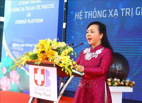Bộ trưởng Bộ Y tế Nguyễn Thị Kim Tiến phát biểu tại buổi lễ. Ảnh: Tá Chuyên – TTXVN Bộ trưởng Bộ Y tế Nguyễn Thị Kim Tiến phát biểu tại buổi lễ. Ảnh: Tá Chuyên – TTXVN