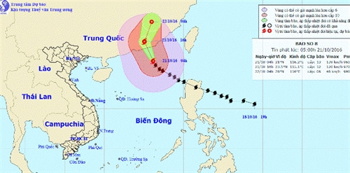 Vị trí và đường đi của bão số 8. Ảnh: nchmf.gov.vn Vị trí và đường đi của bão số 8. Ảnh: nchmf.gov.vn