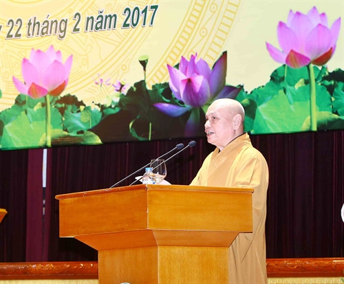 Phó Chủ tịch kiêm Tổng Thư ký Hội đồng Trị sự Giáo hội Phật giáo Việt Nam Thích Thiện Nhơn phát biểu. Ảnh: Minh Quyết – TTXVN Phó Chủ tịch kiêm Tổng Thư ký Hội đồng Trị sự Giáo hội Phật giáo Việt Nam Thích Thiện Nhơn phát biểu. Ảnh: Minh Quyết – TTXVN