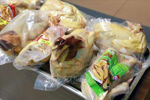 Sản phẩm gà Tiên Yên được giới thiệu tại hội nghị. Ảnh: Văn Đức - TTXVN Sản phẩm gà Tiên Yên được giới thiệu tại hội nghị. Ảnh: Văn Đức - TTXVN