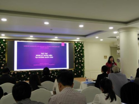 Bà Nguyễn Thị Hồng Thủy, Đại diện Thương vụ Việt Nam tại Vương quốc Anh chia sẻ kinh nghiệm để đẩy mạnh xuất khẩu sang thị trường này. Ảnh:Uyên Hương/BNEWS/TTXVN