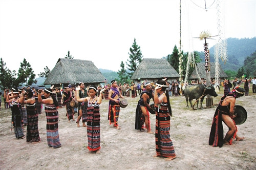 Nếu có dịp đến với vùng đồng bào Cơ-tu sinh sống trong những dịp lễ hội, du khách sẽ bắt gặp hình ảnh phụ nữ Cơ-tu duyên dáng trong những bộ trang phục truyền thống với hàng chục vòng đeo cổ bằng đá, thủy tinh, nhựa trên cổ