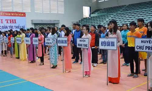 Các vận động viên đến từ 15 huyện, thị xã, thành phố tham gia hội thi. Ảnh: gialai.gov.vn Các vận động viên đến từ 15 huyện, thị xã, thành phố tham gia hội thi. Ảnh: gialai.gov.vn