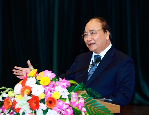 Thủ tướng Nguyễn Xuân Phúc phát biểu tại buổi làm việc. Ảnh: Thống Nhất – TTXVN