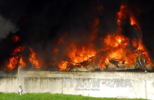 Hiện trường vụ cháy. Ảnh: Mạnh Linh – TTXVN