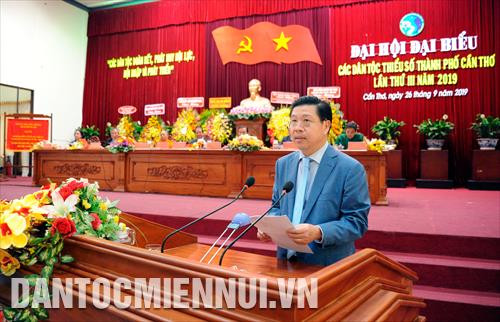 Ông Lê Sơn Hải, Thứ trưởng - Phó Chủ nhiệm Ủy ban Dân tộc phát biểu chỉ đạo đại hội