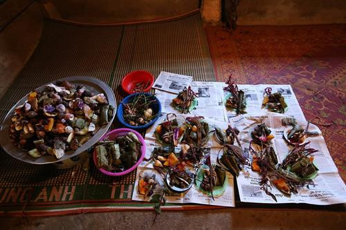 Các lễ vật dâng cúng tổ tiên, thần linh. Ảnh: Phan Tuấn Anh - TTXVN Các lễ vật dâng cúng tổ tiên, thần linh. Ảnh: Phan Tuấn Anh - TTXVN