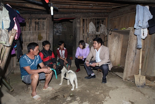 Thầy giáo Trần Văn Duy, Hiệu trưởng Trường PTDTBT Dào San, huyện Phong Thổ cùng giáo viên đến gia đình anh Sùng A Sàng tại bản Cao Sin Chải vận động cho hai em trở lại trường học. Thầy giáo Trần Văn Duy, Hiệu trưởng Trường PTDTBT Dào San, huyện Phong Thổ cùng giáo viên đến gia đình anh Sùng A Sàng tại bản Cao Sin Chải vận động cho hai em trở lại trường học.