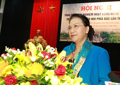 Phó Chủ tịch Quốc hội Nguyễn Thị Kim Ngân phát biểu tại Hội nghị. Ảnh: TTXVN.