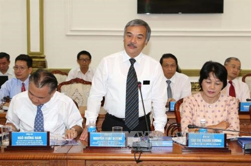 Ông Nguyễn Hoài Dương, Đại sứ Việt Nam tại Mexico phát biểu tại buổi gặp gỡ lãnh đạo Thành phố Hồ Chí Minh . Ảnh: Thanh Vũ - TTXVN