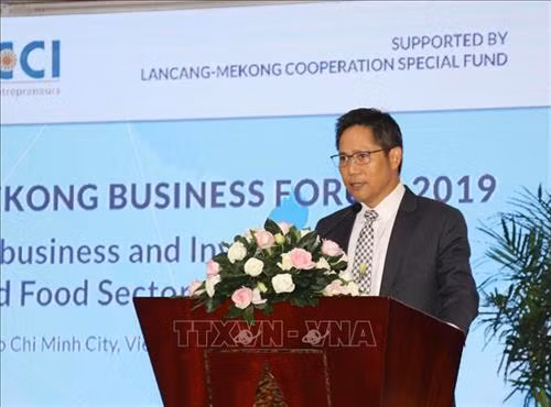 Tiến sĩ Watcharas Leelawath, Giám đốc điều hành Viện Mekong phát biểu khai mạc diễn đàn. Ảnh: Hứa Chung - TTXVN