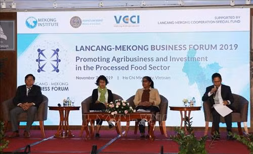 Phiên thảo luận về vấn đề chính sách an toàn thực phẩm và nhận diện các thách thức ở khu vực Mekong - Lan Thương. Ảnh: Hứa Chung - TTXVN
