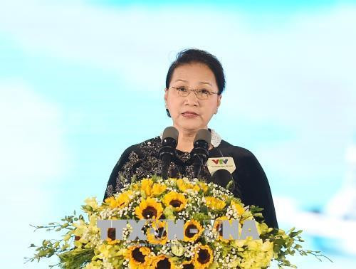 Chủ tịch Quốc hội Nguyễn Thị Kim Ngân phát biểu tại Lễ hội. Ảnh: Trọng Đức - TTXVN