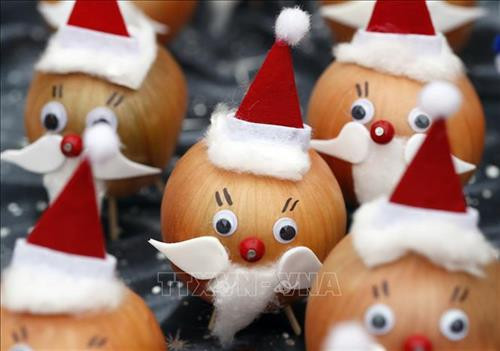 Những củ hành tây được trang trí ngộ nghĩnh trưng bày tại hội chợ ngày 26/11. Ảnh: THX/TTXVN Những củ hành tây được trang trí ngộ nghĩnh trưng bày tại hội chợ ngày 26/11. Ảnh: THX/TTXVN