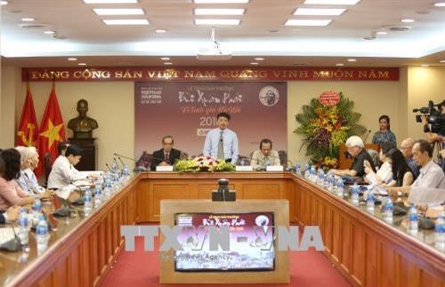 Tổng Biên tập báo Thể thao và Văn hóa Lê Xuân Thành, Trưởng Ban tổ chức phát biểu khai mạc buổi lễ. Ảnh: Dương Giang - TTXVN