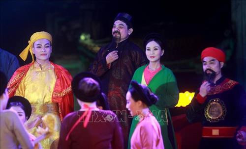 Các hoạt cảnh tái hiện công lao dựng nước và giữ nước của vương triều Trần. Ảnh: Thế Duyệt – TTXVN