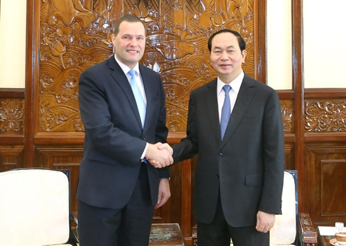 Chủ tịch nước Trần Đại Quang tiếp Ngài Martin Klepetko, Đại sứ Đặc mệnh toàn quyền Cộng hoà Czech tại Việt Nam đến chào từ biệt, kết thúc nhiệm kỳ công tác tại Việt Nam. Ảnh: Nhan Sáng-TTXVN