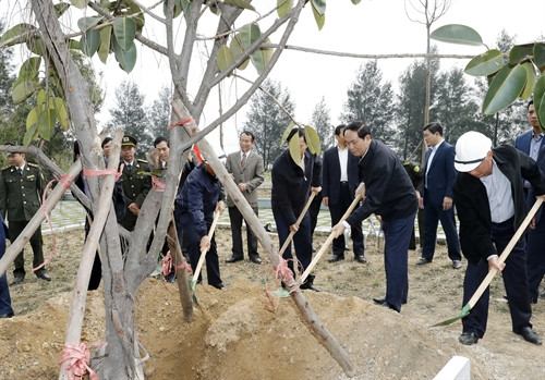 Chủ tịch nước Trần Đại Quang trồng cây tại Khu Di tích Chủ tịch Hồ Chí Minh- nơi Bác Hồ đã về thăm và nói chuyện với cán bộ, công nhân Công trường than Đèo Nai năm 1959. Ảnh: Nhan Sáng-TTXVN Chủ tịch nước Trần Đại Quang trồng cây tại Khu Di tích Chủ tịch Hồ Chí Minh- nơi Bác Hồ đã về thăm và nói chuyện với cán bộ, công nhân Công trường than Đèo Nai năm 1959. Ảnh: Nhan Sáng-TTXVN