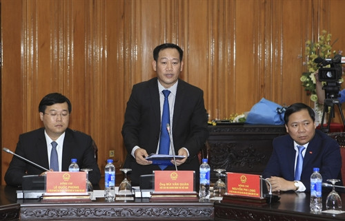 Chủ tịch Hội Doanh nhân trẻ Việt Nam Bùi Văn Quân phát biểu tại buổi gặp mặt. Ảnh: Phạm Kiên - TTXVN