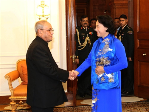 Chủ tịch Quốc hội Nguyễn Thị Kim Ngân hội kiến Tổng thống Ấn Độ Pranab Mukherjee. Ảnh: Trọng Đức - TTXVN