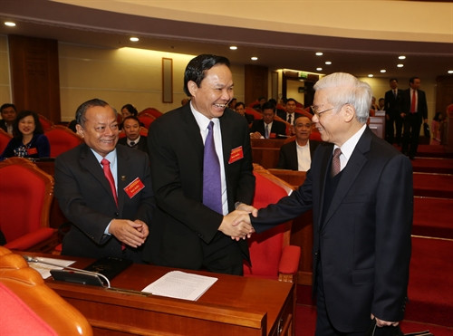 Tổng Bí thư Nguyễn Phú Trọng và các đại biểu dự Hội nghị. Ảnh: Trí Dũng-TTXVN