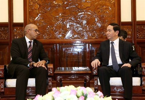 Chủ tịch nước Trần Đại Quang tiếp Đại sứ Cuba Herminio López Díaz đến chào xã giao. Ảnh: Nhan Sáng-TTXVN