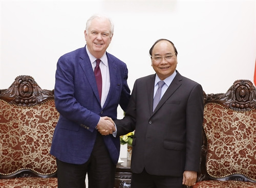 Thủ tướng Nguyễn Xuân Phúc tiếp Giáo sư Thomas Vallely, Đại học Harvard (Hoa Kỳ). Ảnh:Thống Nhất-TTXVN