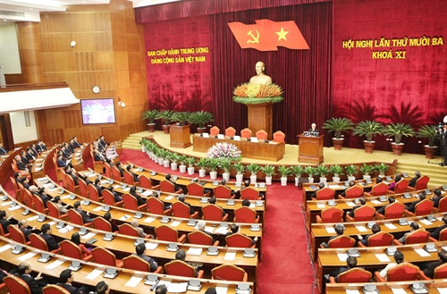 Quang cảnh Lễ bế mạc Hội nghị lần thứ mười ba Ban Chấp hành Trung ương Đảng Cộng sản Việt Nam khóa XI, chiểu 21/12. Ảnh: Trí Dũng –TTXVN Quang cảnh Lễ bế mạc Hội nghị lần thứ mười ba Ban Chấp hành Trung ương Đảng Cộng sản Việt Nam khóa XI, chiểu 21/12. Ảnh: Trí Dũng –TTXVN