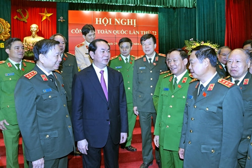 Chủ tịch nước Trần Đại Quang với các đại biểu tham dự hội nghị. Ảnh: Nhan Sáng-TTXVN