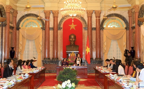 Quang cảnh buổi gặp mặt. Ảnh: Thống Nhất - TTXVN