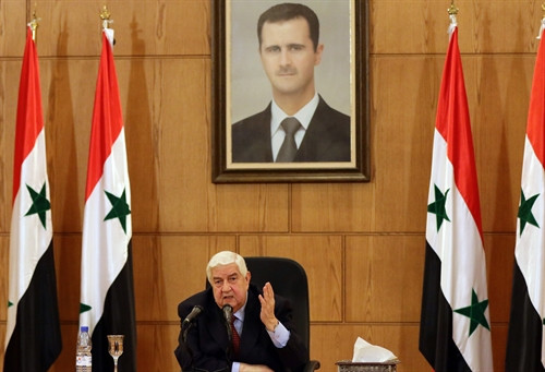 Trong ảnh: (tư liệu) Ngoại trưởng Syria Walid al-Muallem phát biểu trong cuộc họp báo ở Damascus, Syria ngày 6/2. AFP/TTXVN