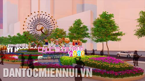 Phối cảnh Kết của Đường hoa Nguyễn Huệ Tết Canh Tý 2020. Ảnh: BTC