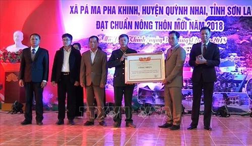 Đại diễn xã Pá Ma Pha Khinh, huyện Quỳnh Nhai, tỉnh Sơn La nhận bằng công nhận đạt chuẩn nông thôn mới. Ảnh: Nguyễn Cường - TTXVN Đại diễn xã Pá Ma Pha Khinh, huyện Quỳnh Nhai, tỉnh Sơn La nhận bằng công nhận đạt chuẩn nông thôn mới. Ảnh: Nguyễn Cường - TTXVN