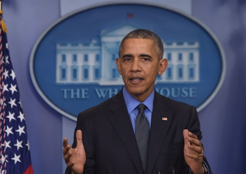 Trong ảnh (tư liệu): Tổng thống Mỹ Barack Obama phát biểu tại thủ đô Washington ngày 18/12/2015. AFP/TTXVN
