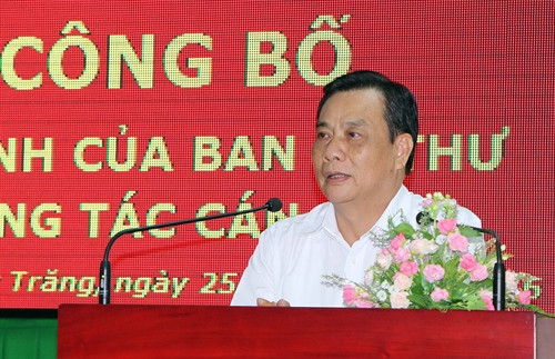 Tân Phó Trưởng Ban Chỉ đạo Tây Nam bộ Nguyễn Trung Hiếu phát biểu tại lễ công bố quyết đinh. Ảnh: Trung Hiếu- TTXVN