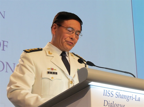 Phó Tham mưu trưởng Bộ Tham mưu quân đội Trung Quốc, Đô đốc Tôn Kiến Quốc phát biểu tại phiên họp toàn thể lần thứ 4. Ảnh: Việt Dũng- TTXVN