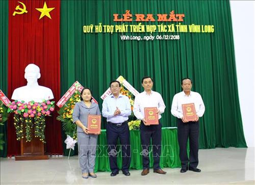 Phó Chủ tịch UBND tỉnh Vĩnh Long Trần Hoàng Tựu trao Quyết định bổ nhiệm Ban Giám đốc Quỹ Hỗ trợ phát triển Hợp tác xã tỉnh Vĩnh Long. Ảnh: Phạm Minh Tuấn-TTXVN. Phó Chủ tịch UBND tỉnh Vĩnh Long Trần Hoàng Tựu trao Quyết định bổ nhiệm Ban Giám đốc Quỹ Hỗ trợ phát triển Hợp tác xã tỉnh Vĩnh Long. Ảnh: Phạm Minh Tuấn-TTXVN.