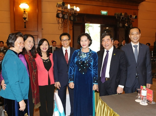 Chủ tịch Quốc hội Nguyễn Thị Kim Ngân và các đại biểu dự Lễ kỷ niệm. Ảnh: Trọng Đức-TTXVN